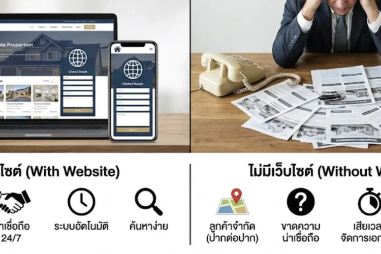 เปรียบเทียบข้อดีธุรกิจ “นายหน้าอสังหาริมทรัพย์” มีเว็บไซต์ vs ไม่มีเว็บไซต์