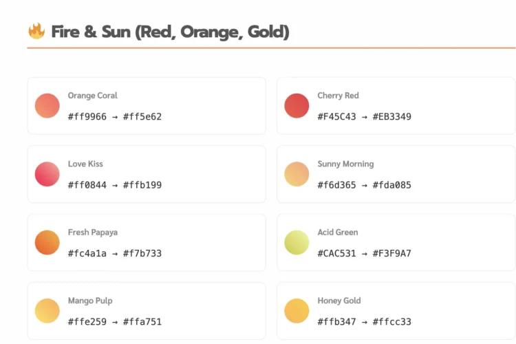 Code สี รหัสสี ไล่สี Gradient ตัวอย่างสีพร้อมรหัส 80 โทนสี